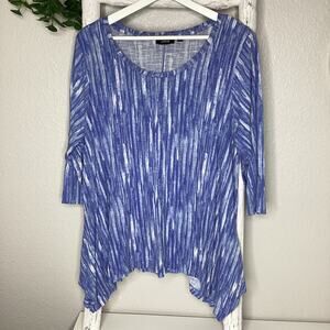 Apt 9 Womens Tunic Top 3/4 Sleeve Blue White Abstract Print Casual Blouse